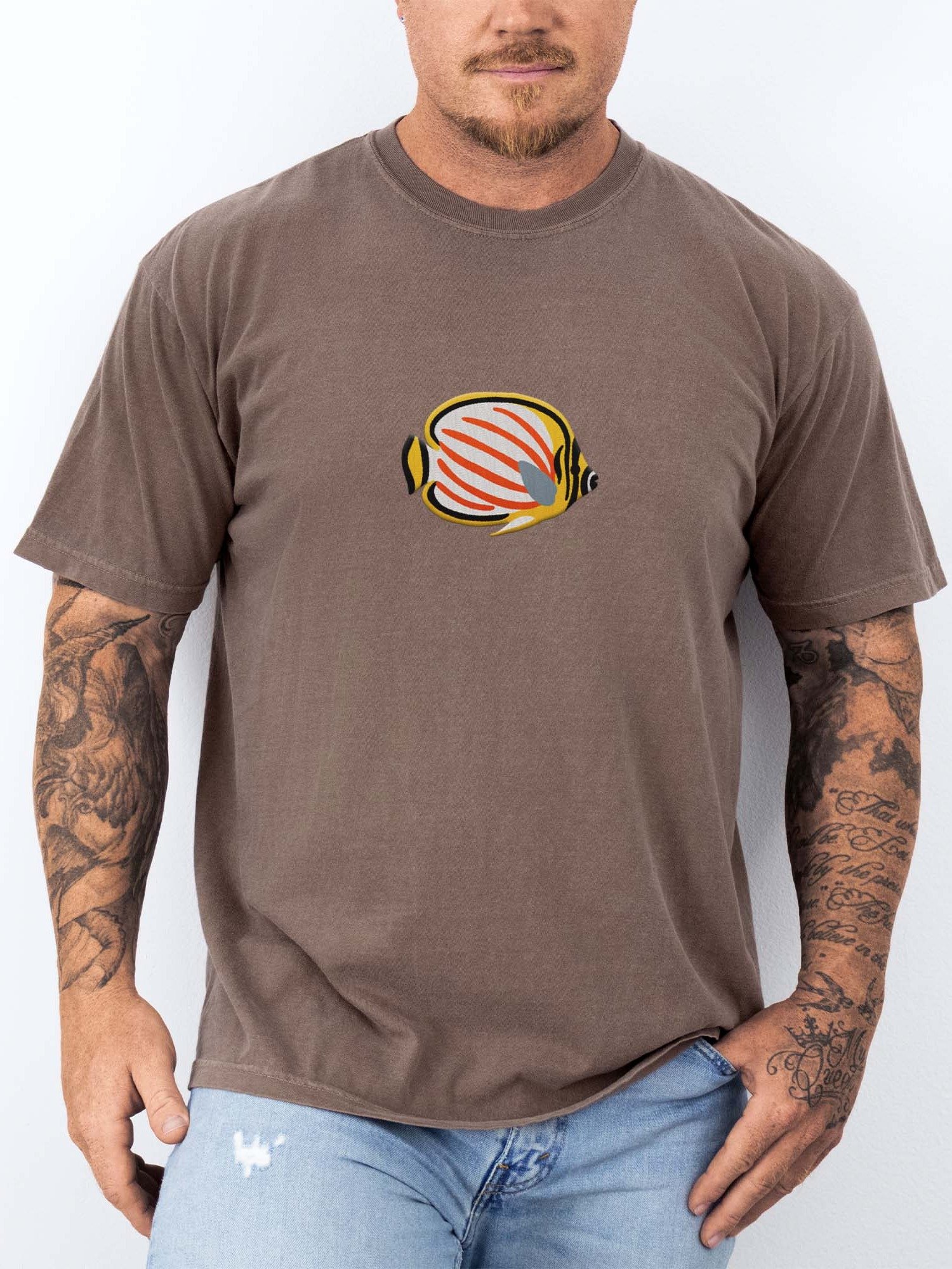 Ornate Butterflyfish Embroidered Shirt | Reef Aquarium Fish Embroidery Tee | Saltwater Marine Fish Apparel product image (2)