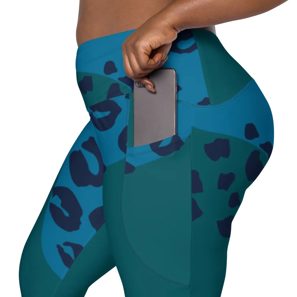 Flowing Teal Camo Leggings with Pockets product image (8)
