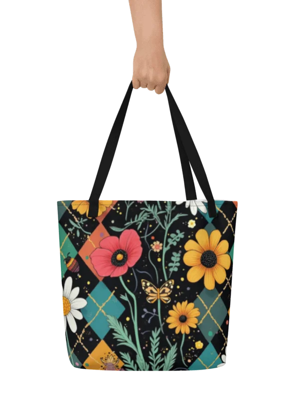 Blossoms Floral Tote Bag With Pocket #713 product image (2)