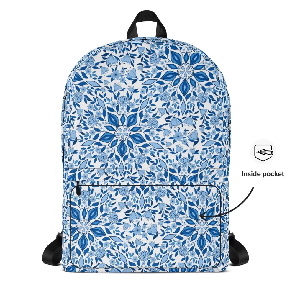 Blue Flower Kaleidoscope Backpack product image (8)