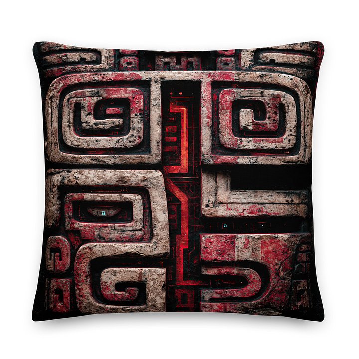 Transmission Core I — Ancient Mayan Tech Glyph Cushion Cover 22x22 product image (2)