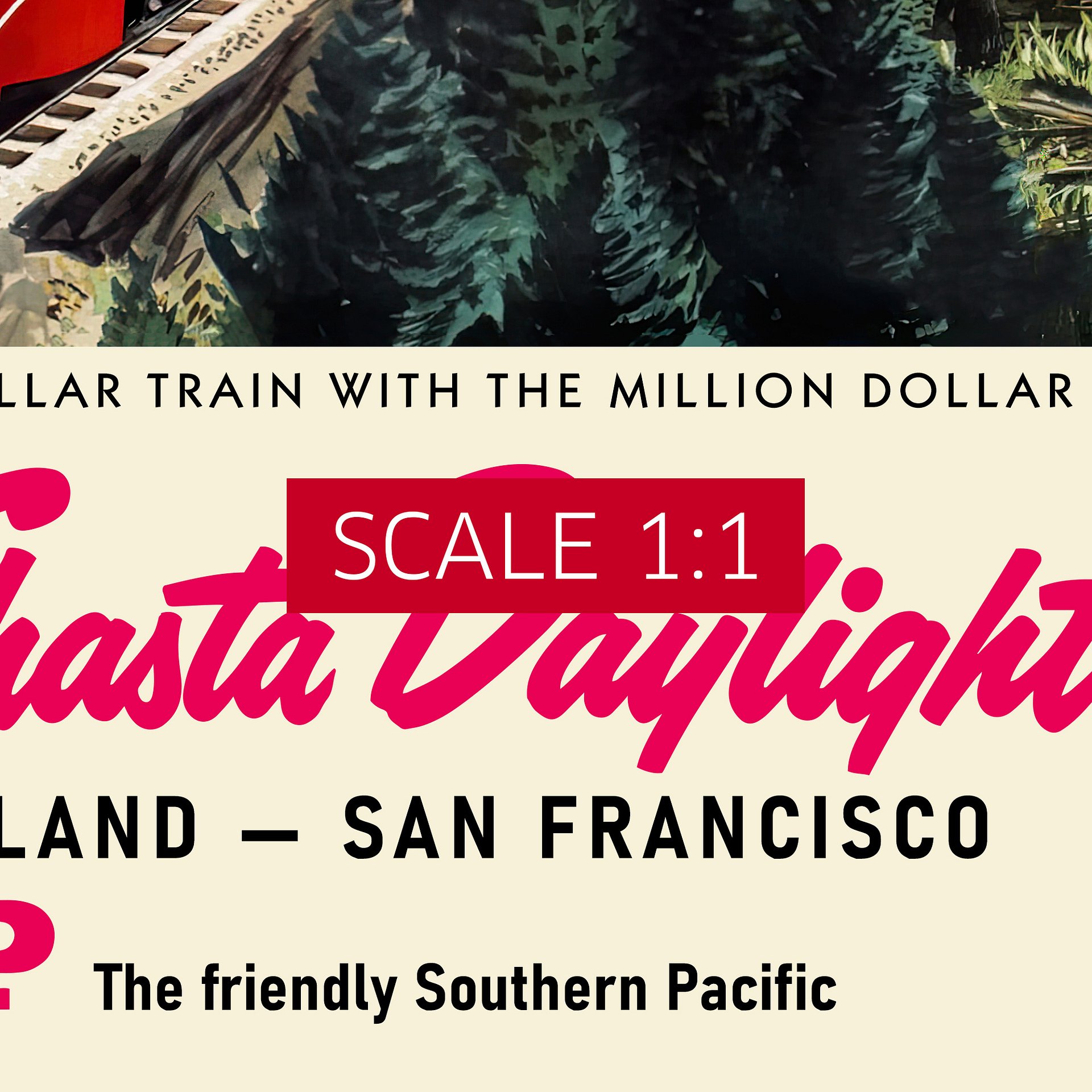 Shasta Daylight, USA, 1960s — retro train poster, vintage train art, train print, retro travel wall art product image (5)