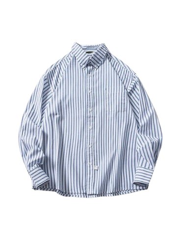 Casual Drop Shoulder Lapel Loose-fitting Striped Long Sleeves Shirt Men product image (1)