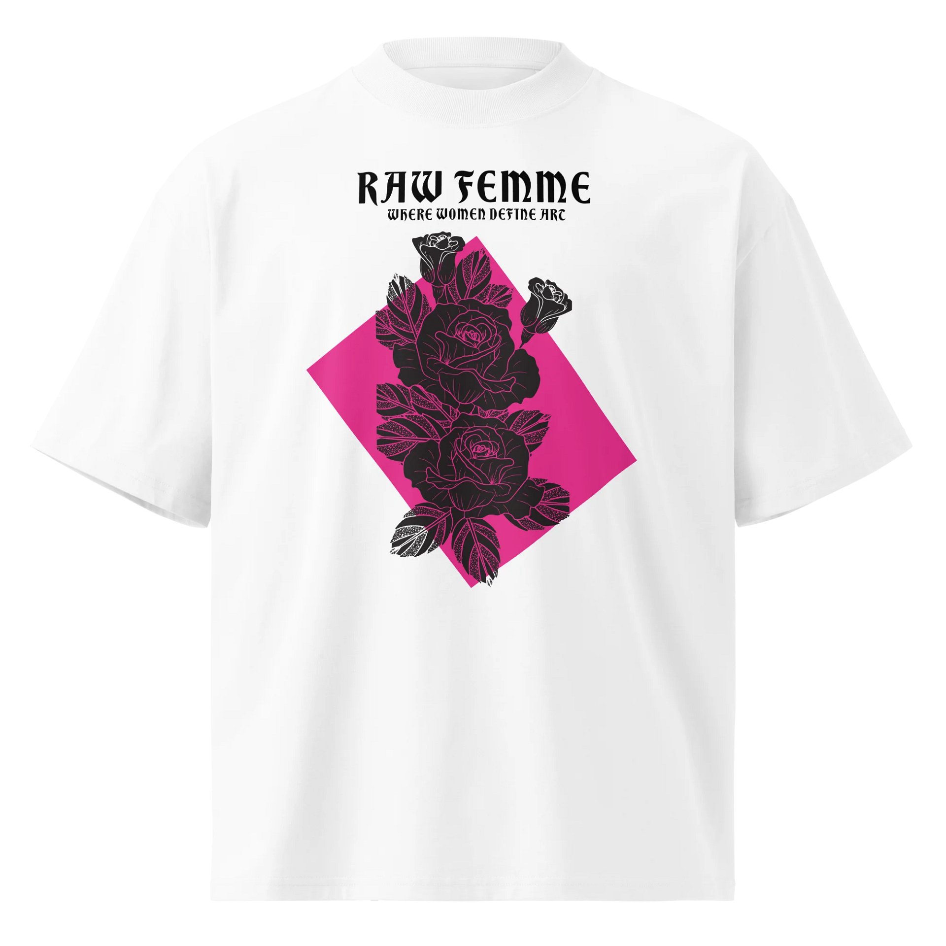Where Women Define Art – Rose Emblem Oversized Tee product image (1)