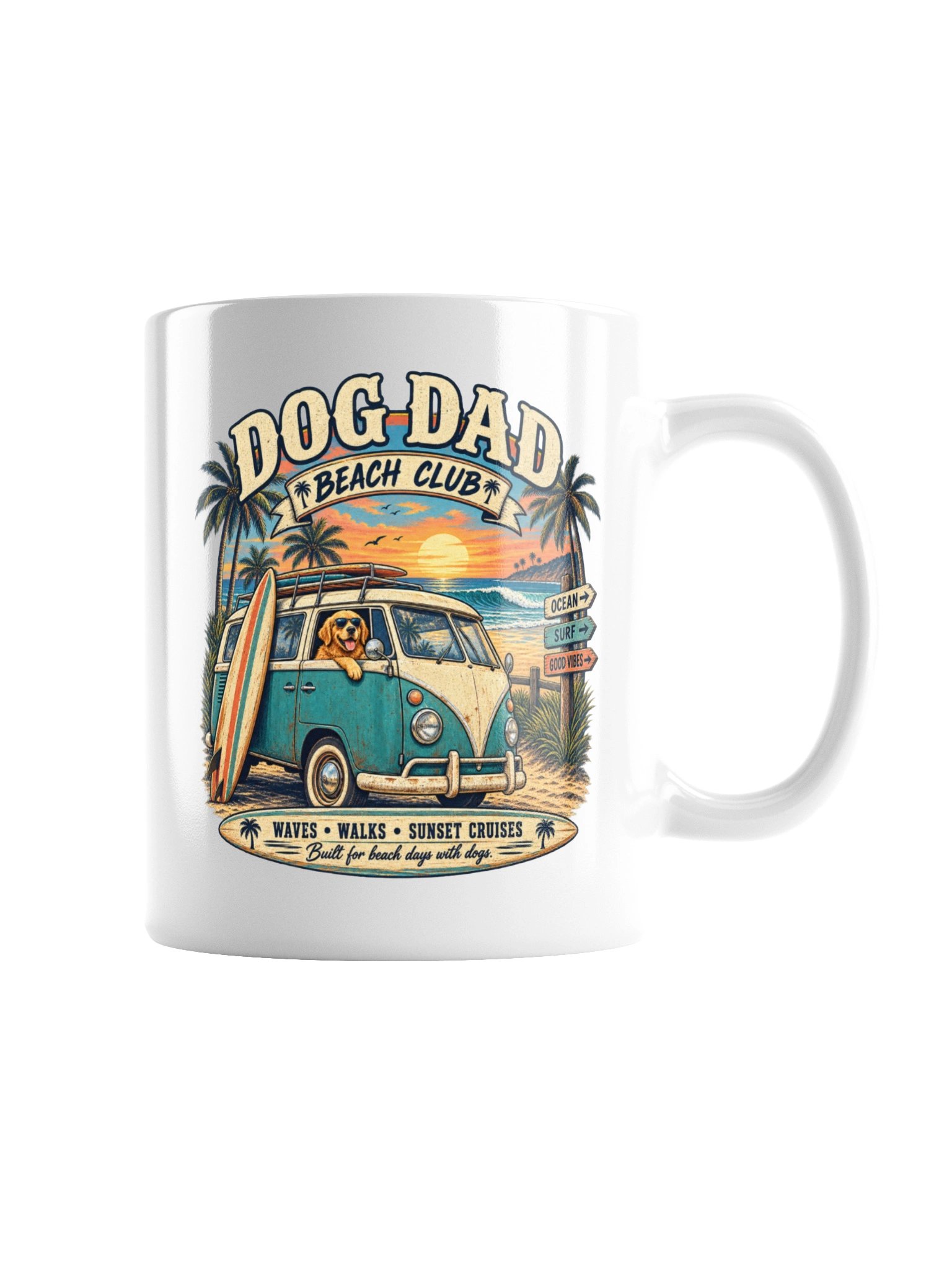 Dog Dad Beach Club Mug | Vintage Surf Dog Dad Coffee Mug product image (8)