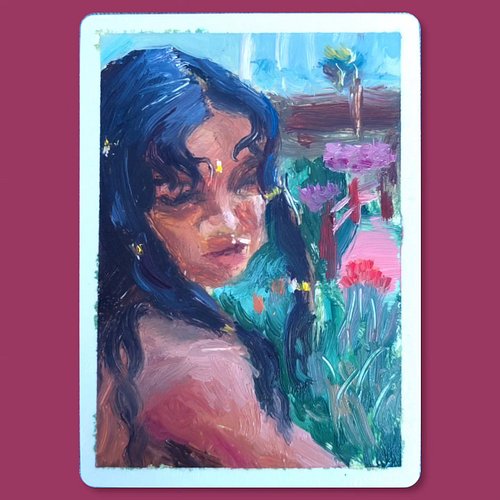 Tropical gardens, oil on card 64x89mm/2.5x3.5in

#oilpainting #art #hothouseflowers