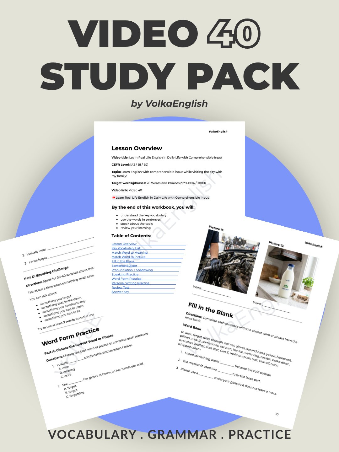 Learn Real Life English in Daily Life with Comprehensible Input - Video 40 Study Pack product image (1)