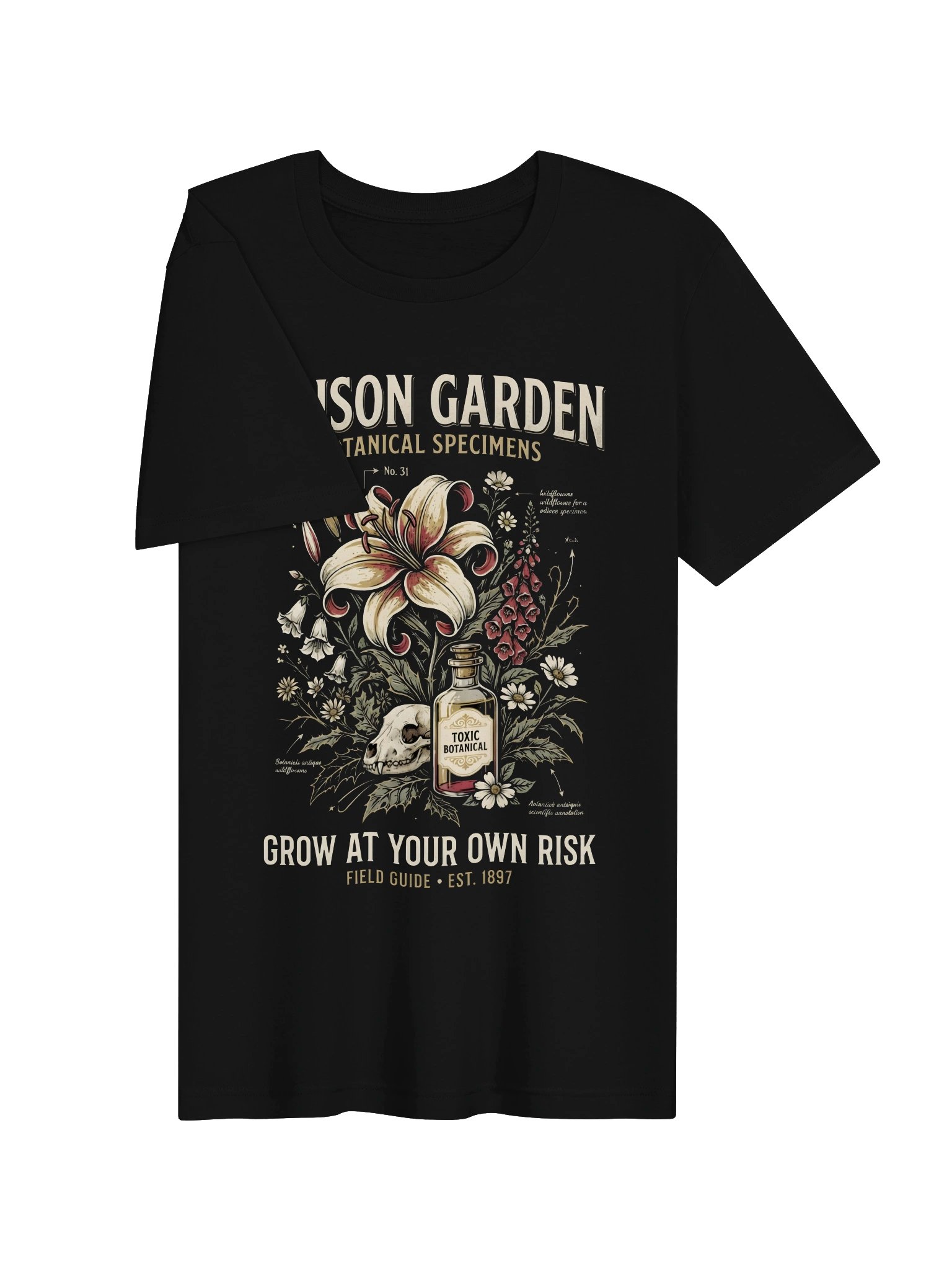 Poison Garden T-Shirt – Vintage Botanical Skull Graphic Tee, Gothic Poison Plant Shirt, Dark Academia Nature Apparel product image (24)