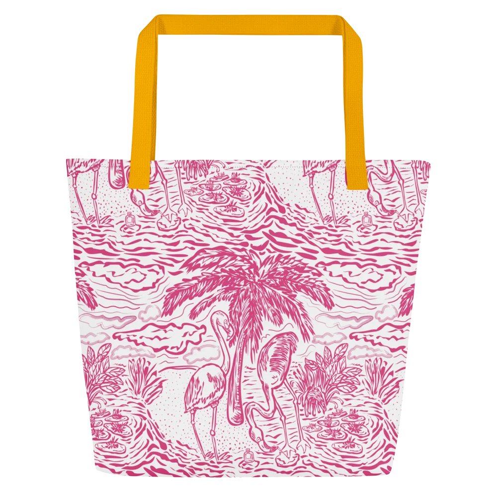 Flamingo Fancy Toile Tote Bag | Pink on White | by Monique Faella Designs™ product image (3)