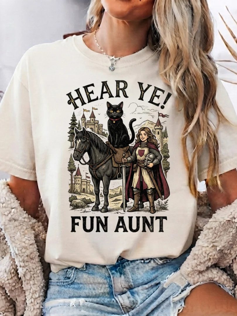 Fun Aunt Medieval Cat Knight T-Shirt product image (1)