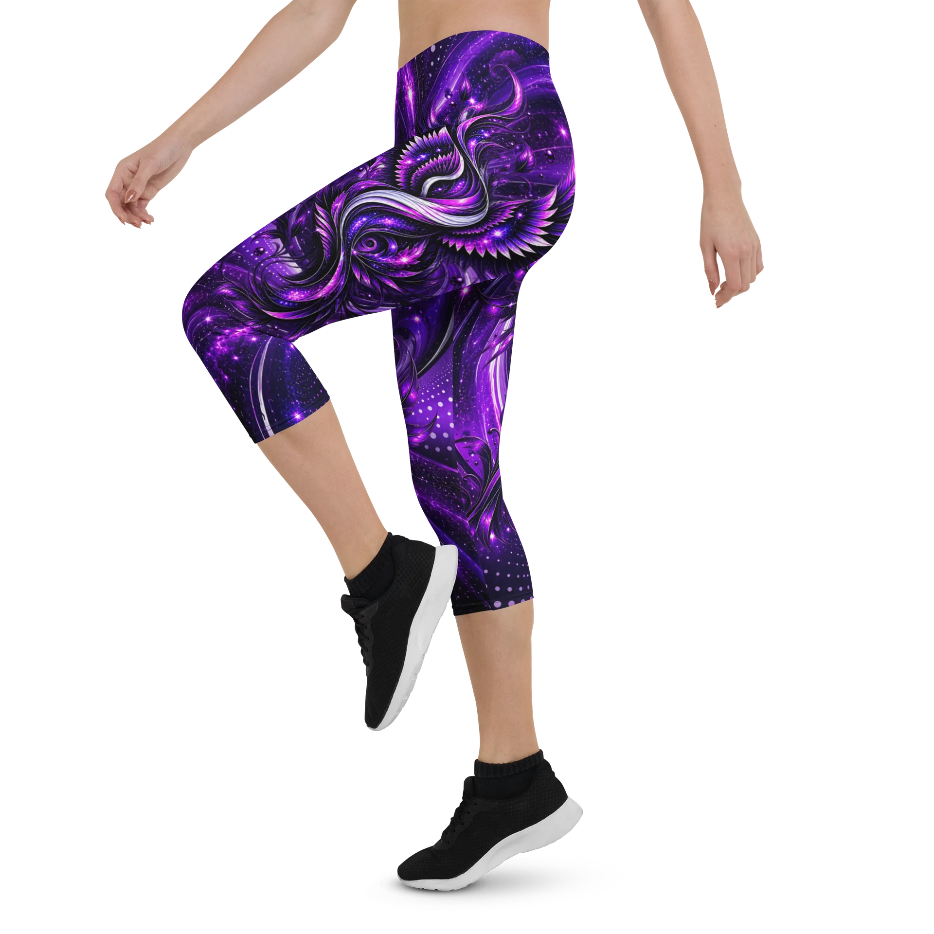 Cosmic Purple Abstract Capri Leggings product image (4)