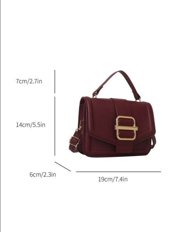 Burgundy Mini Square Flap Bag Metal Buckle | ADLEST product image (2)