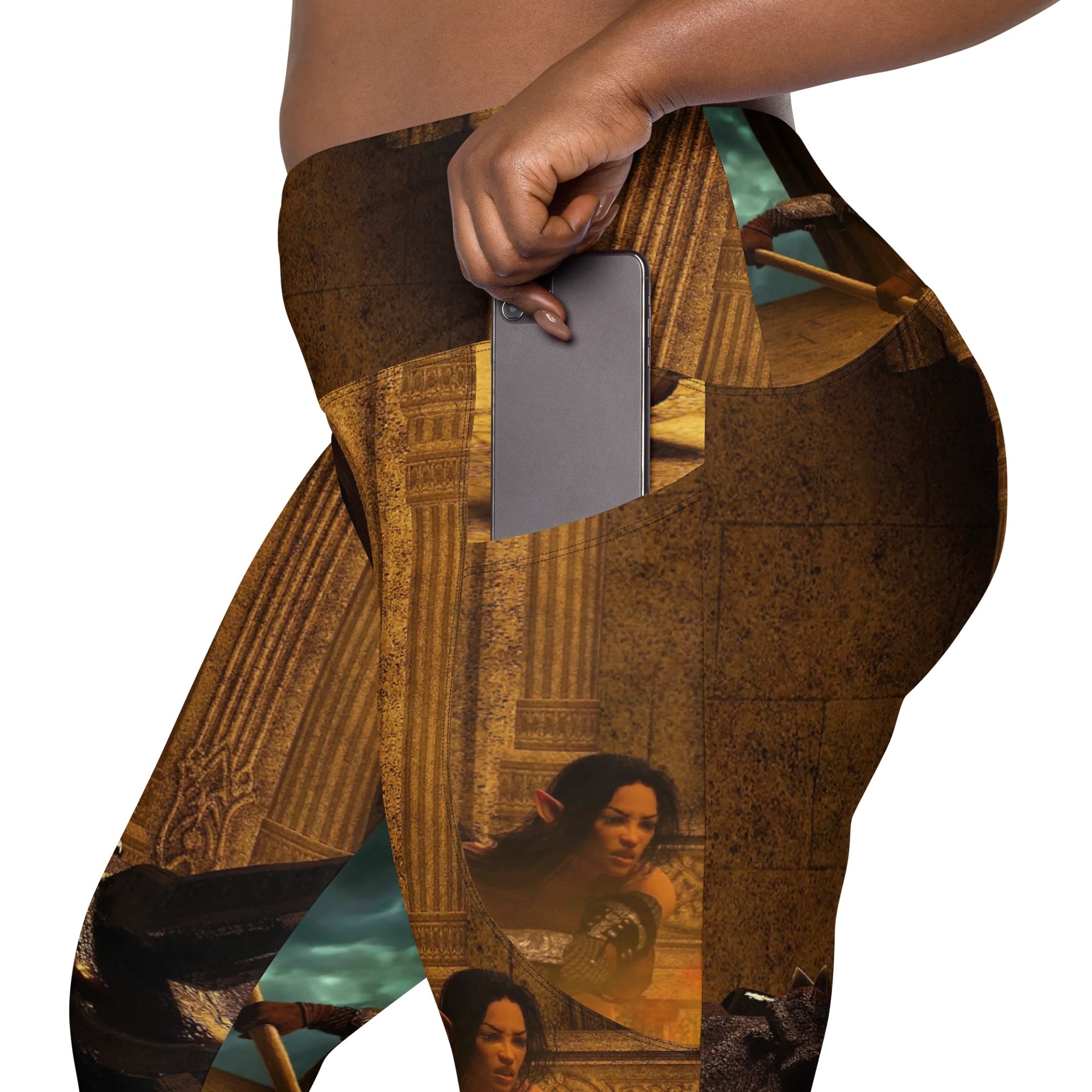 'Elven Stories - Warriors Cry Too' Crossover Leggings with Pockets product image (8)