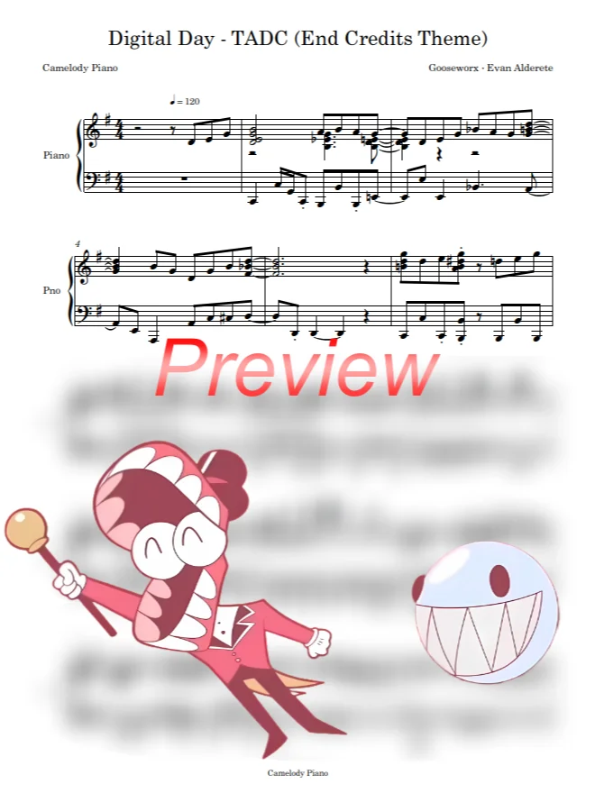 Digital Day (TADC End Credits) Piano Arranged by Camelody Piano product image (1)
