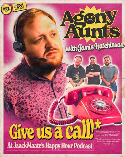 OUT NOW 🔔 

Agony Aunts Featuring @jamiehcomedy! ☎️ 

Fan favourite Jamie Hutchinson is back for his Happy Hour hat trick and...