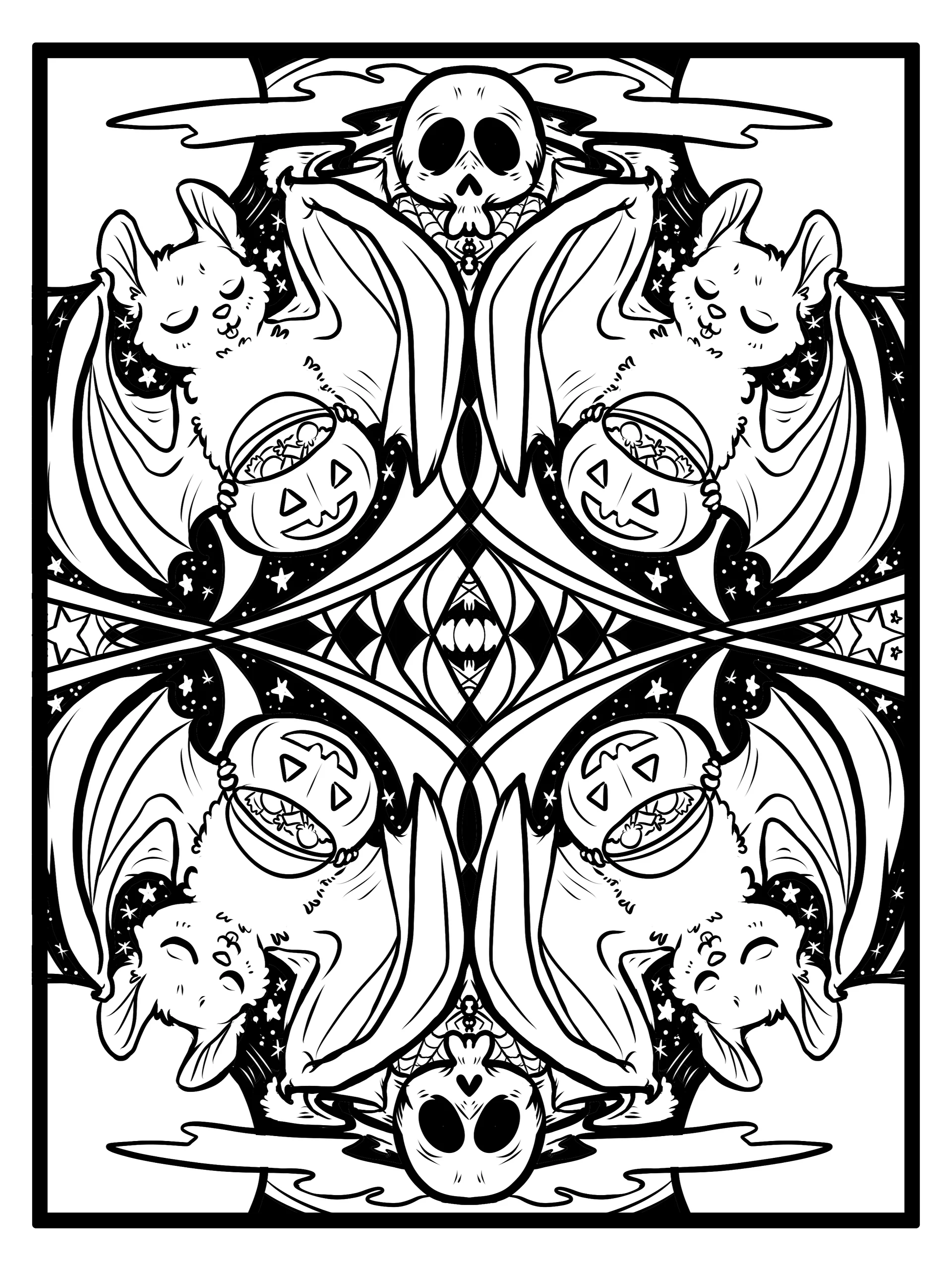 Cute Cartoon Bats - Halloween - Coloring Pages product image (2)
