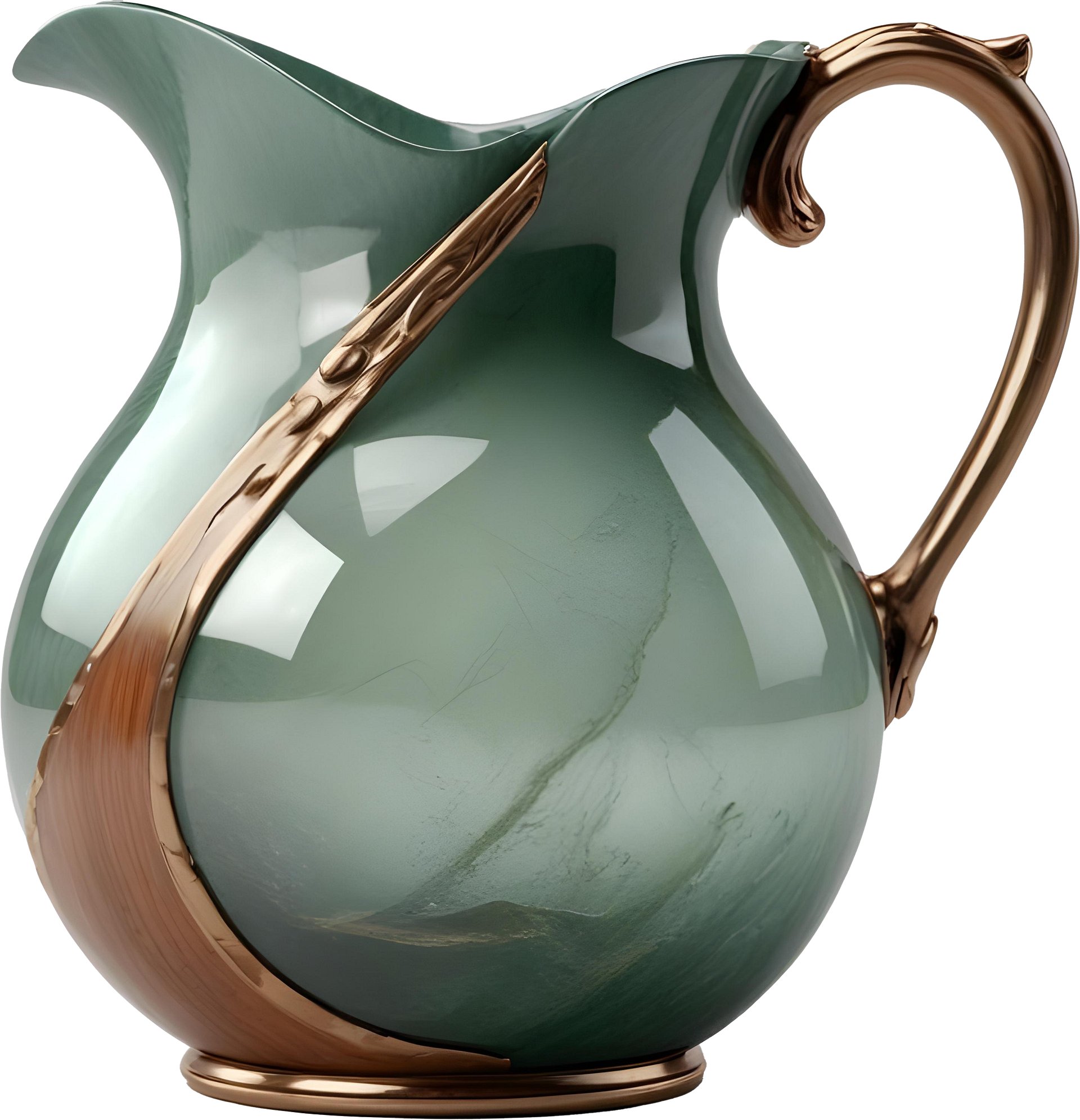 Jade Signature – Zen Pitcher in Green Jade and Bronze PNG product image (1)