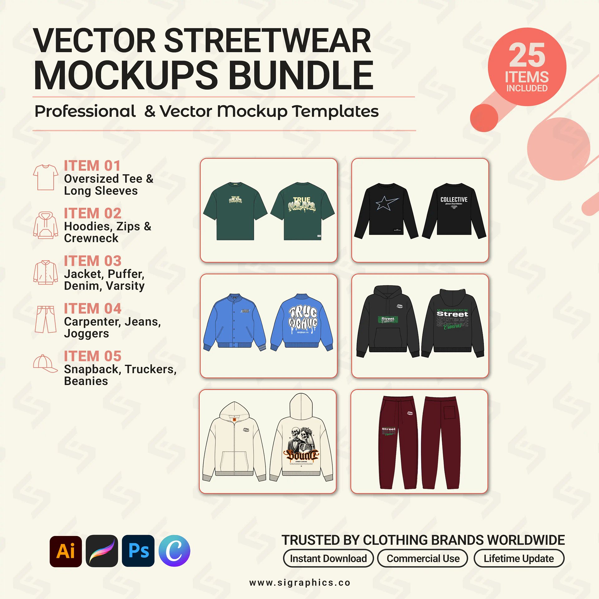 Streetwear Mockups Bundle – 25+ Editable Vector Templates product image (2)