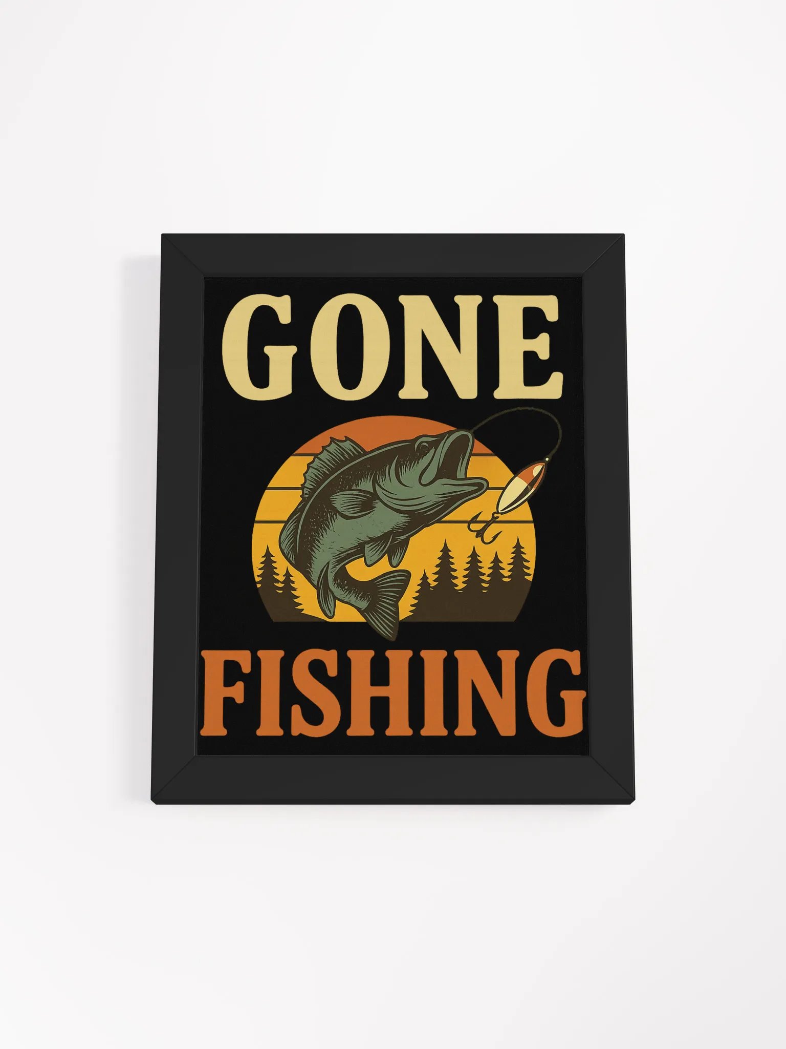 Gone Fishing Poster – Retro Cabin Wall Art for Outdoorsmen product image (1)