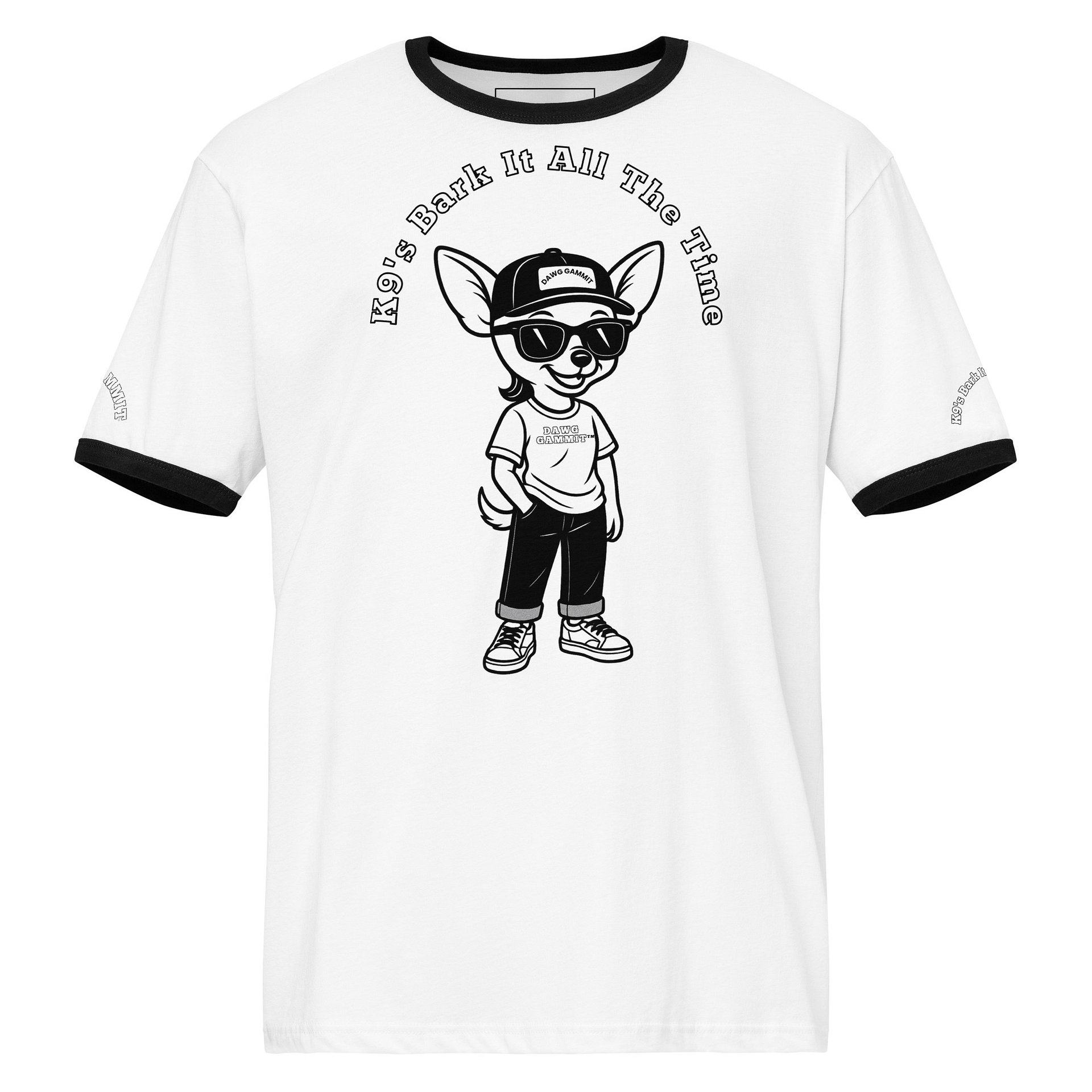 DAWG GAMMIT™ Chihuahua Black White Ringer Tee product image (5)