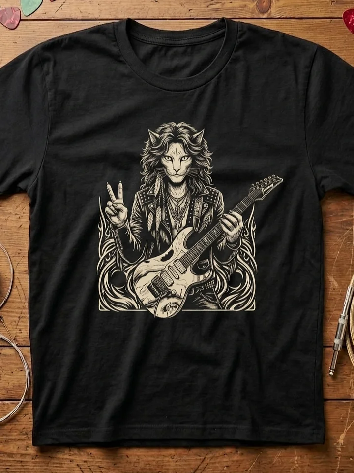 Passion and Pawfare - Vai Cat Guitar T-Shirt | Funny Rock Music Guitar Tee product image (1)
