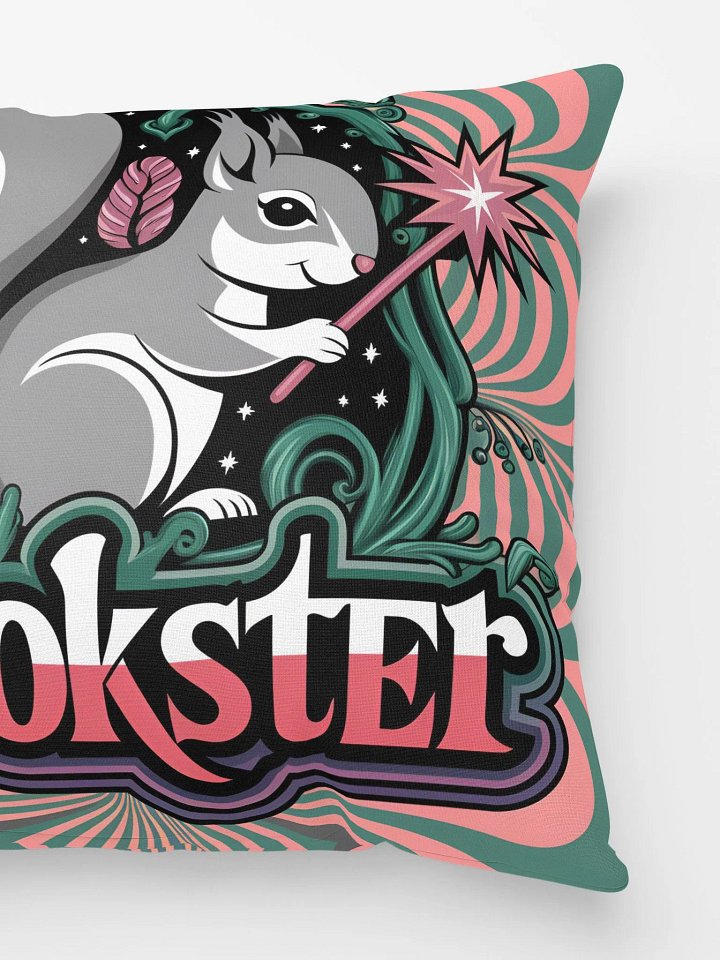 Comfy Pillow: The Pookster, trippy design, pink and green, magic wand product image (4)