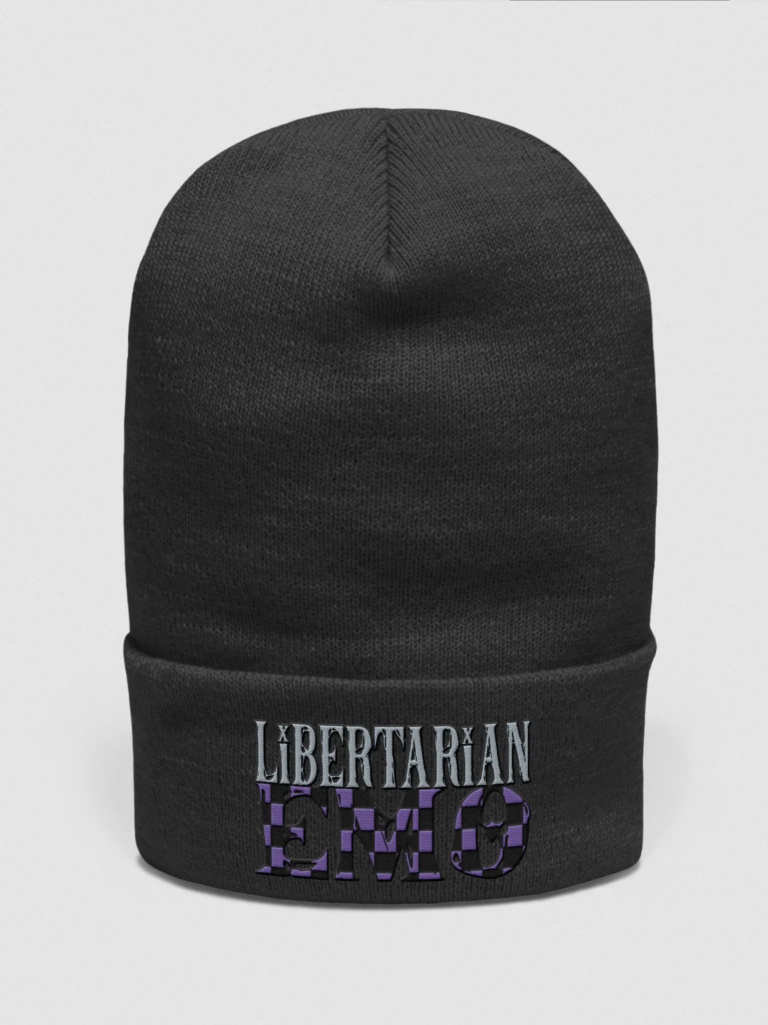 Libertarian Emo - Embroidered Beanie Checkered product image (1)