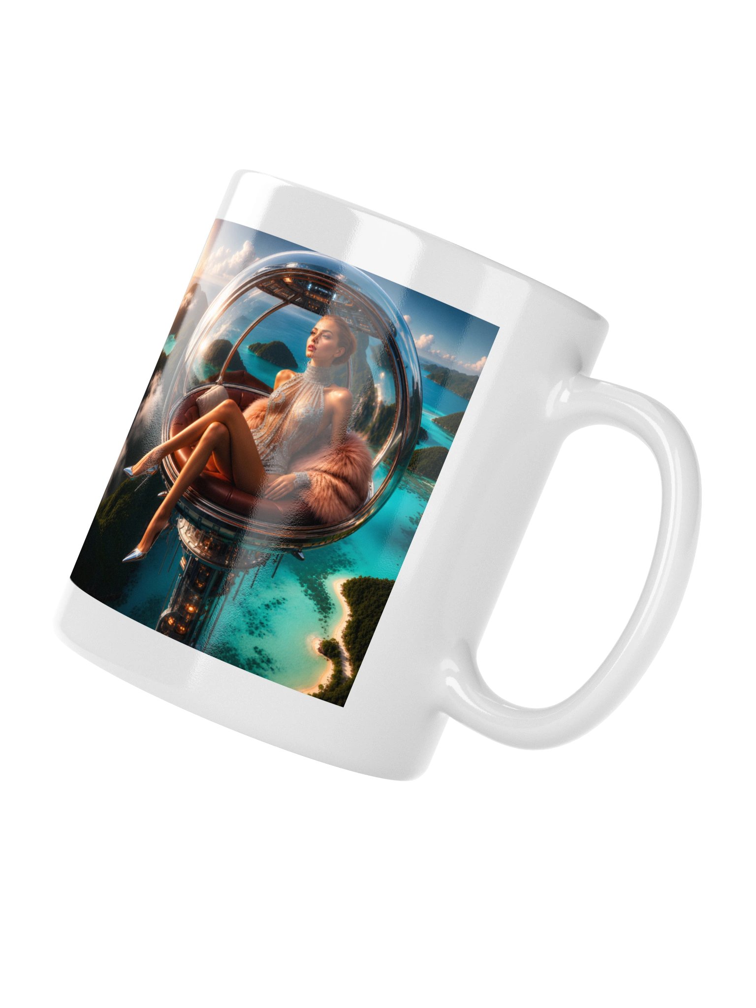 Cyberpunk Sky Pod Mug | Futuristic Boss Babe Mug | Luxury Manifestation Coffee Cup product image (3)