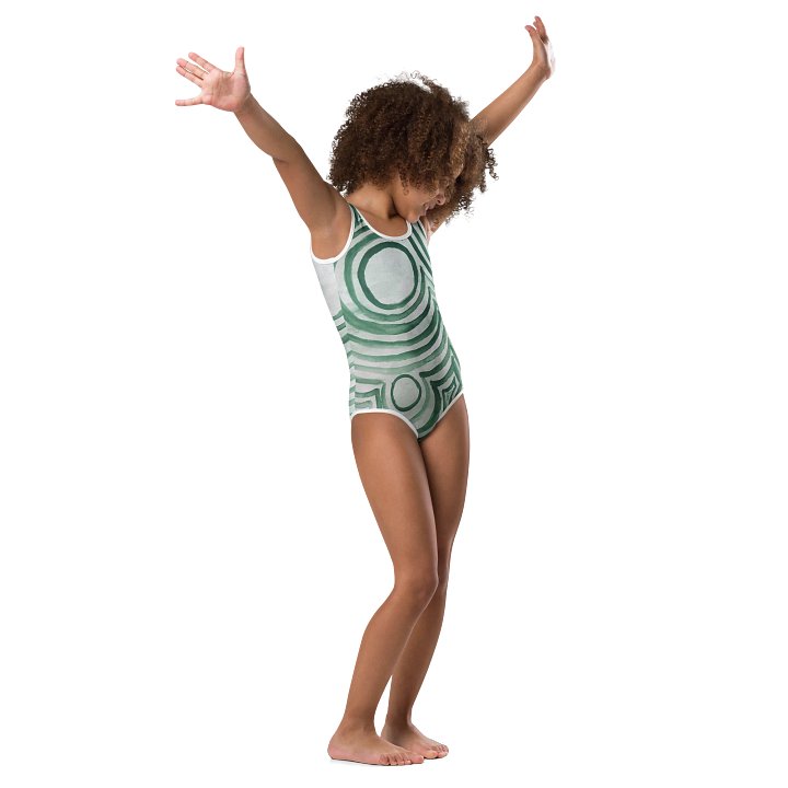"Green Swirl" Kid's One Piece Swimsuit product image (1)