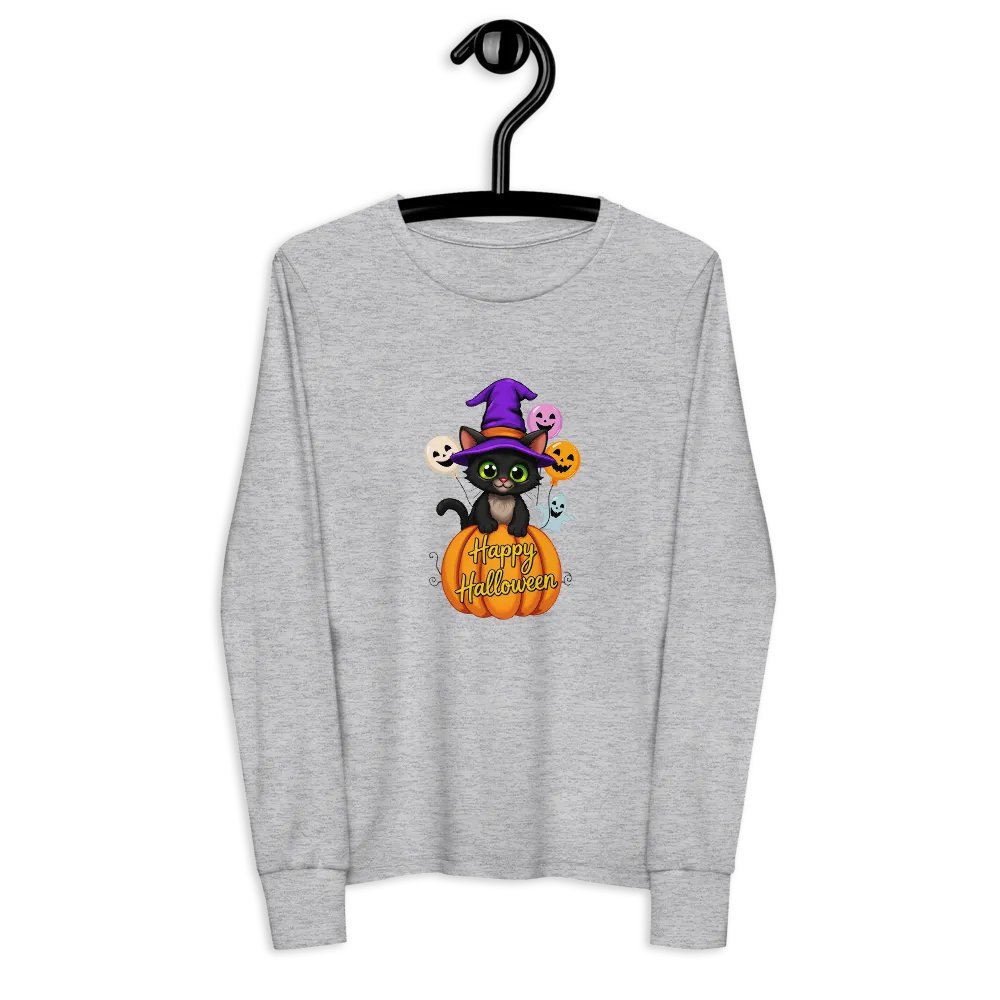 Witchy Cat Halloween Youth L/S Tee product image (8)