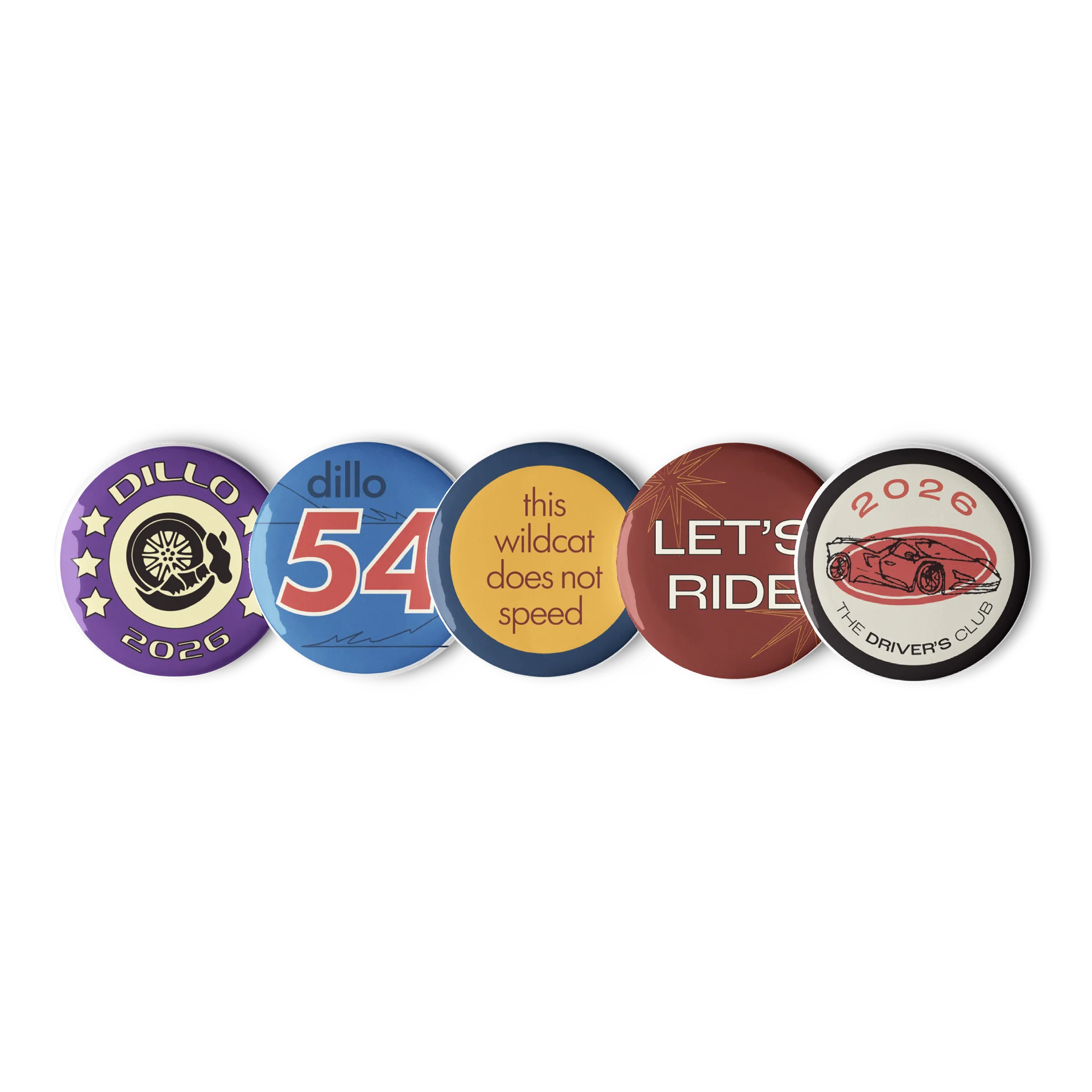 Dillo 54 Set of Pin Buttons (Mayfest Productions Member Discount) product image (1)