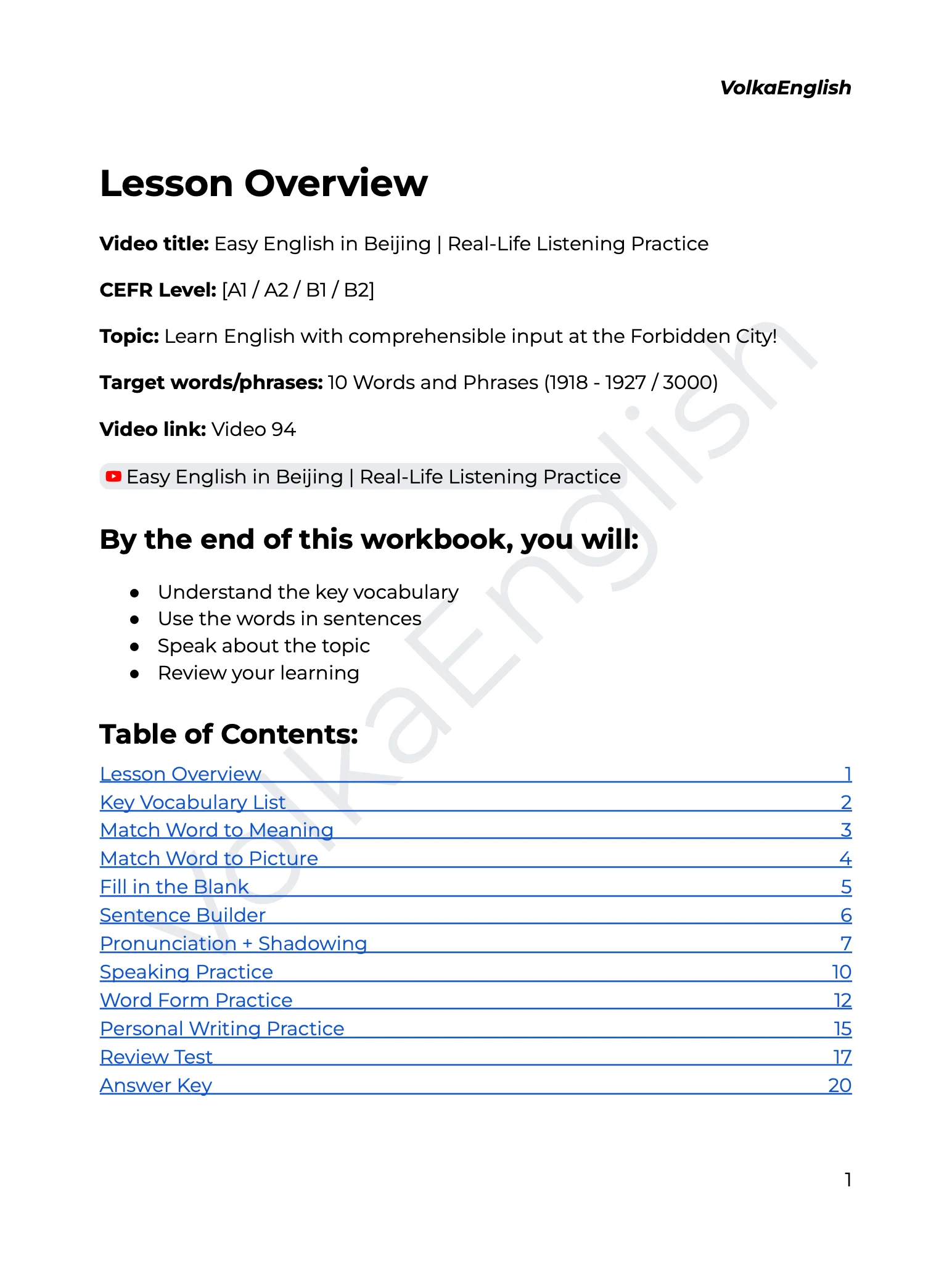 Easy English in Beijing | Real-Life Listening Practice - Video 94 Study Pack product image (2)