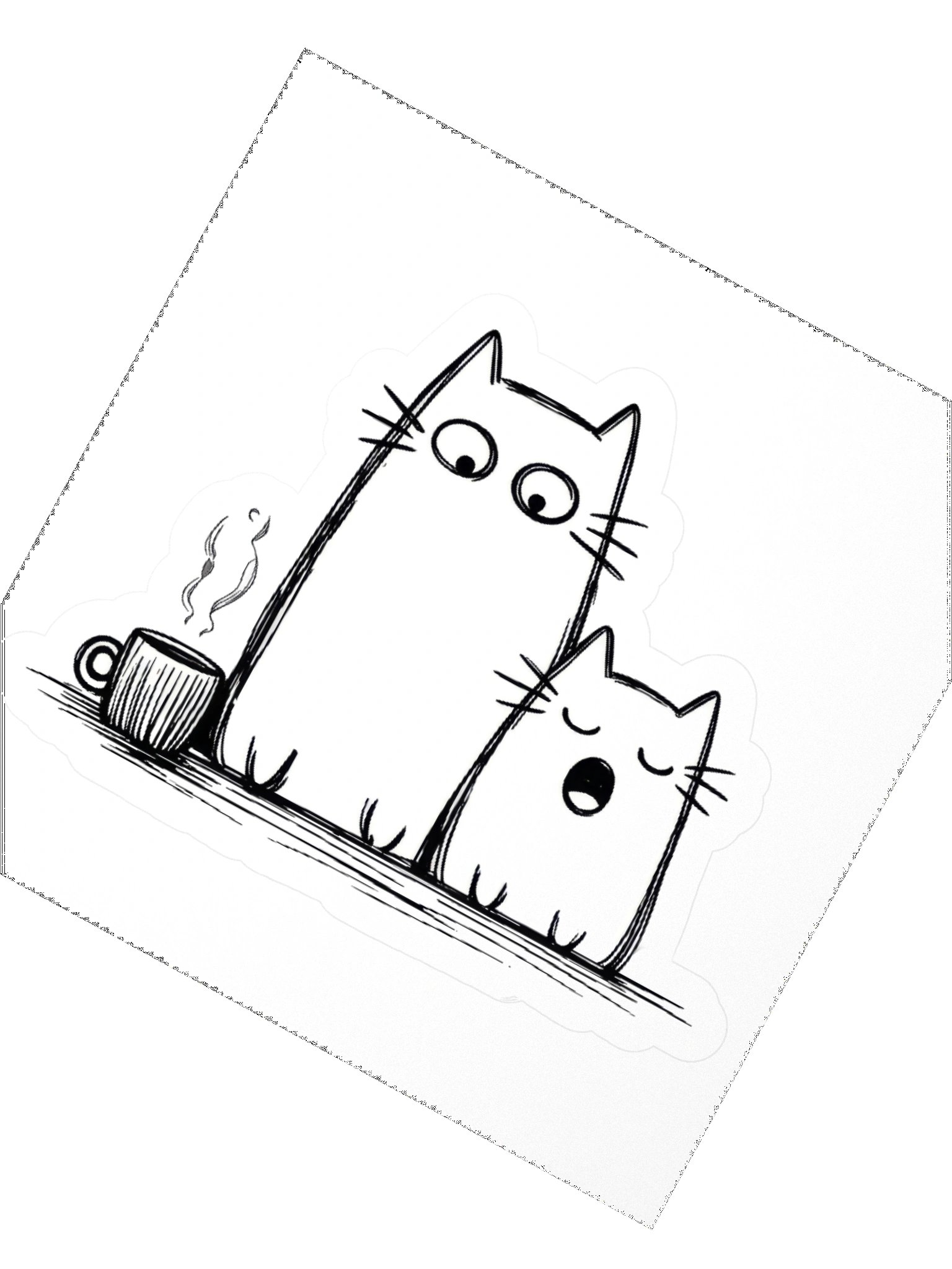 Sleepy Cat Coffee Duo Sticker – Cute Morning Mood Vinyl product image (4)