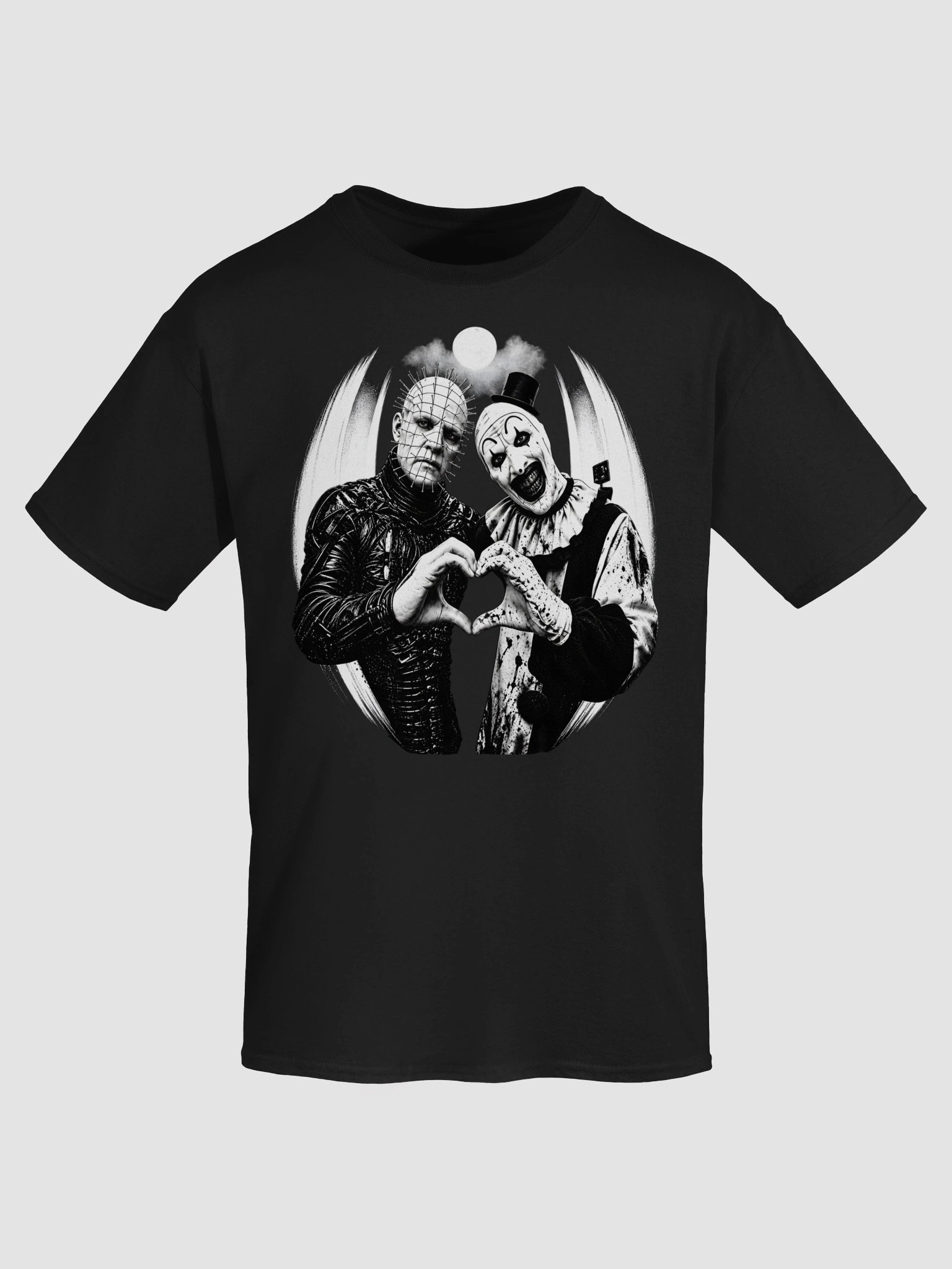 Art the Clown and Pinhead Heart Shirt - Terrifier Hellraiser Horror Tee product image (4)