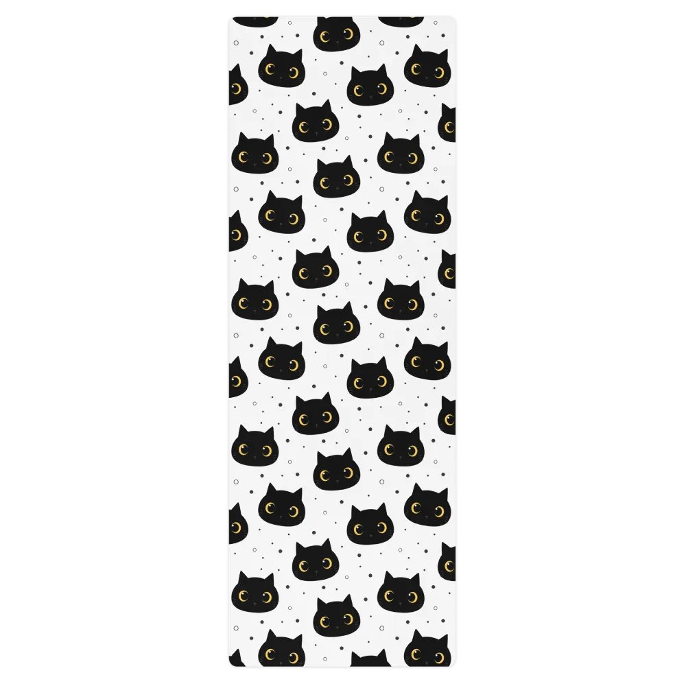 Cute Black Cat Face Yoga Mat product image (2)