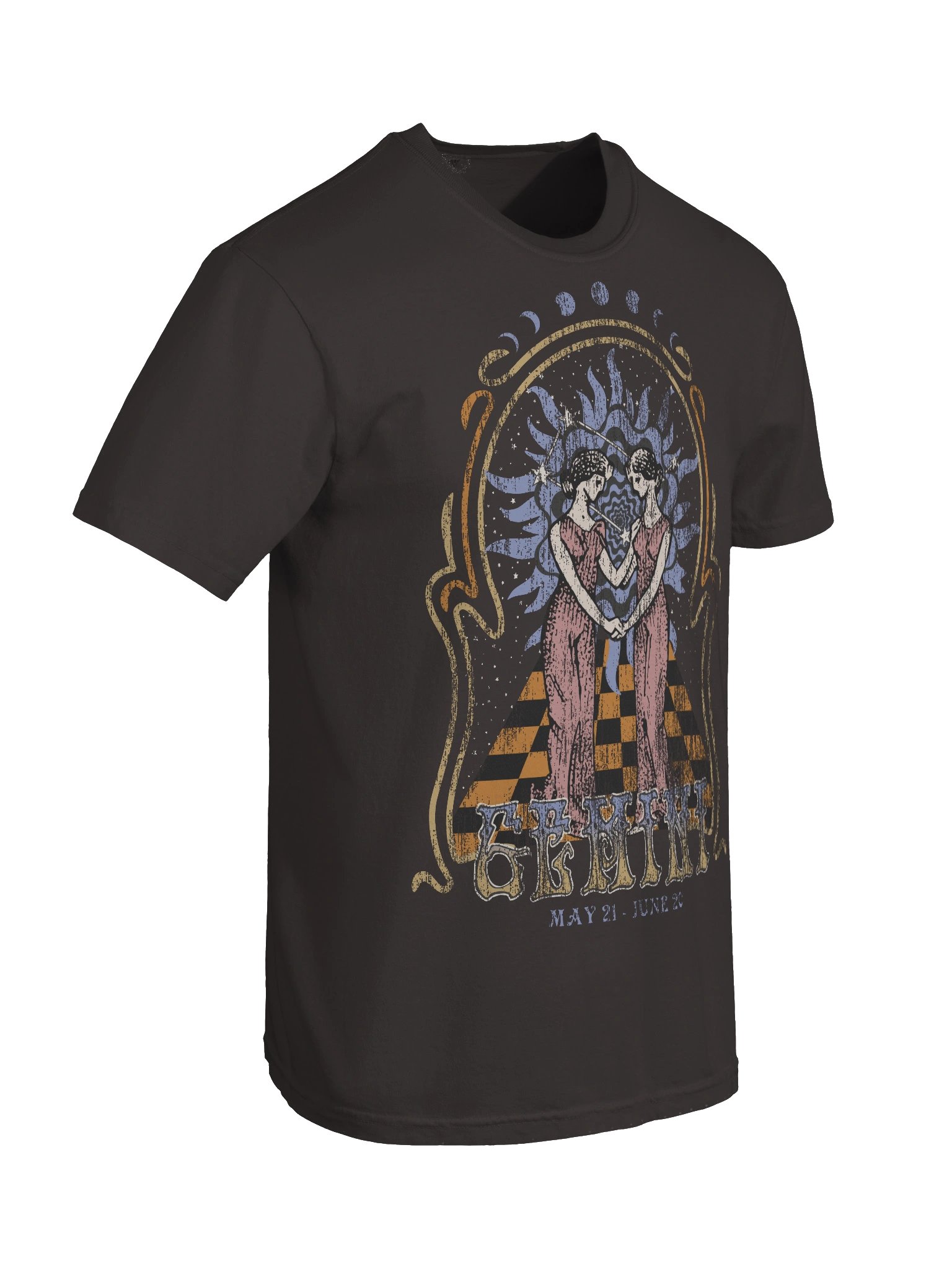 Gemini Zodiac Shirt – Vintage Astrology Twins Celestial Graphic Tee (May 21 – June 20) product image (17)