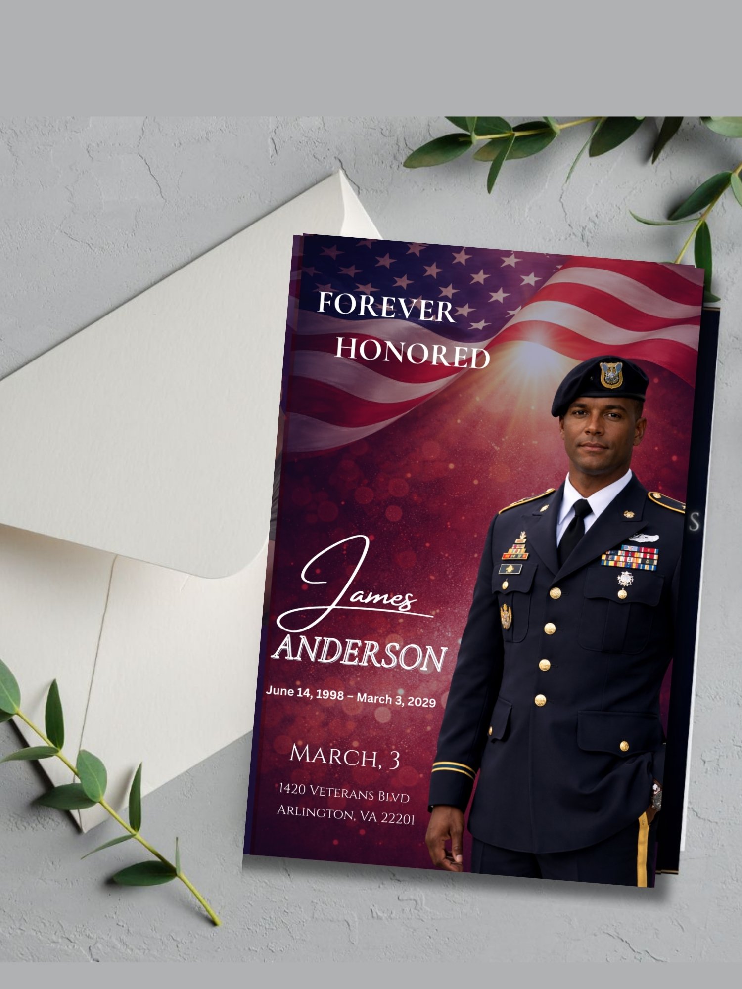 Military & First Responder Funeral Program Editable Canva Template, Patriotic Veteran Obituary Memorial product image (4)
