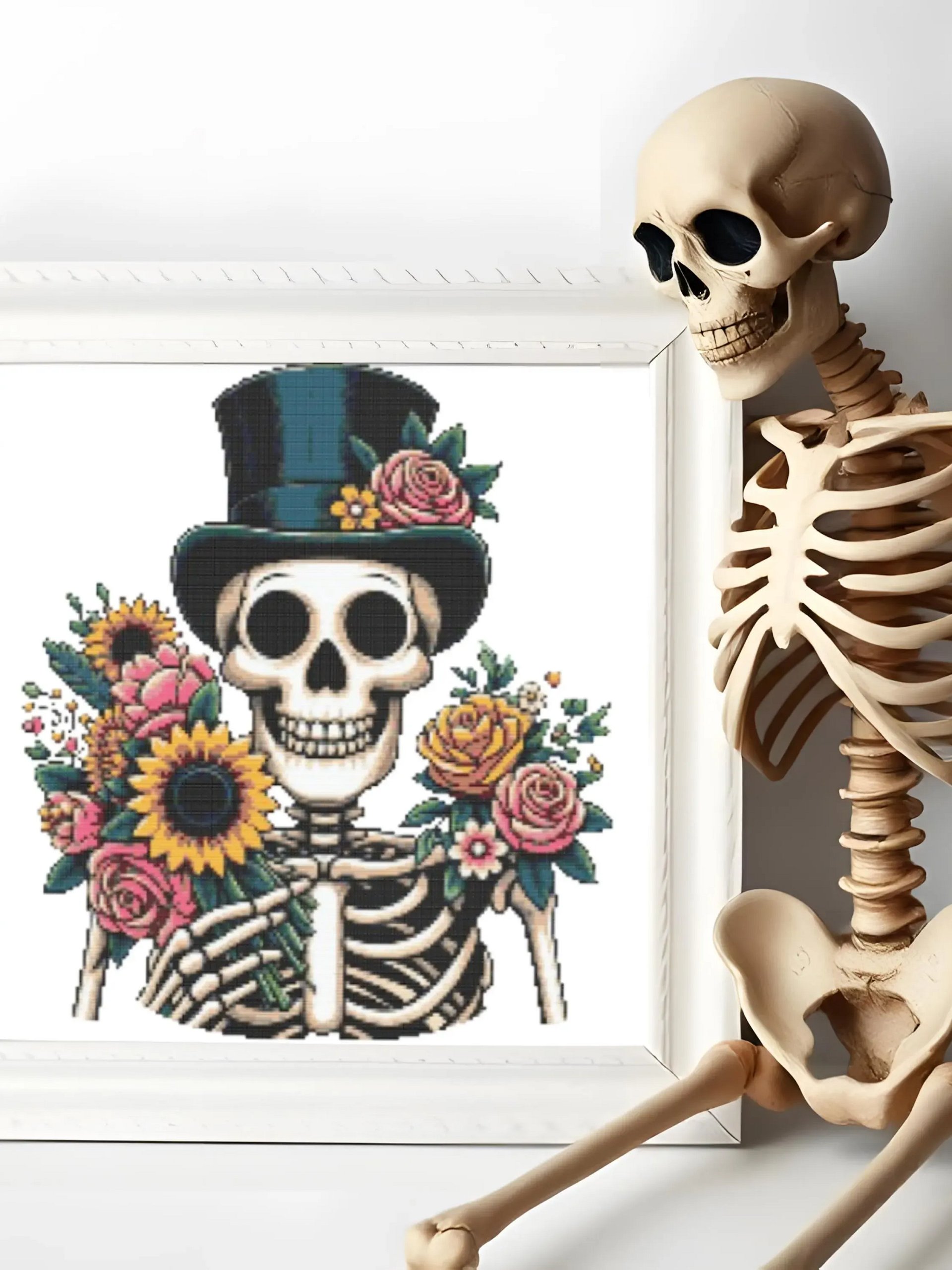 Floral Skeleton Cross Stitch Pattern product image (5)