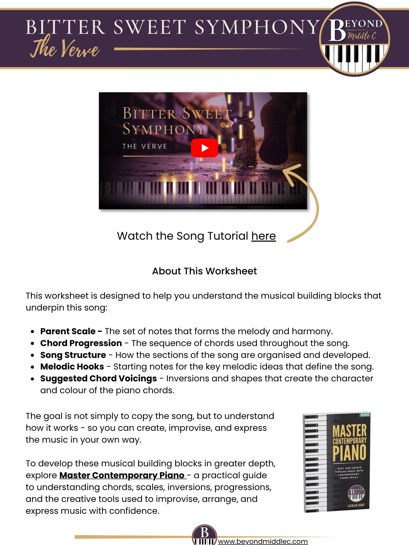 Bitter Sweet Symphony - BMC Song Tutorial Worksheet product image (1)