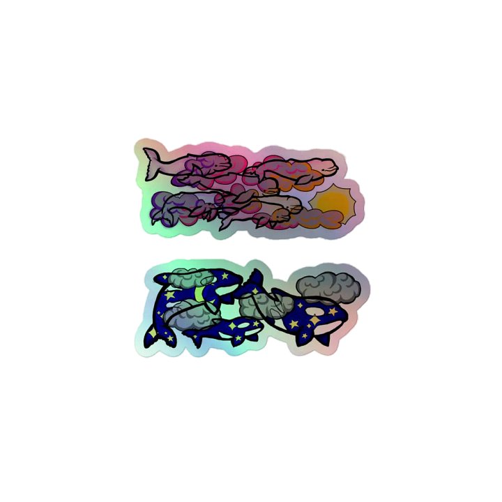 sunset beluga and midnight orca holographic sticker set product image (1)