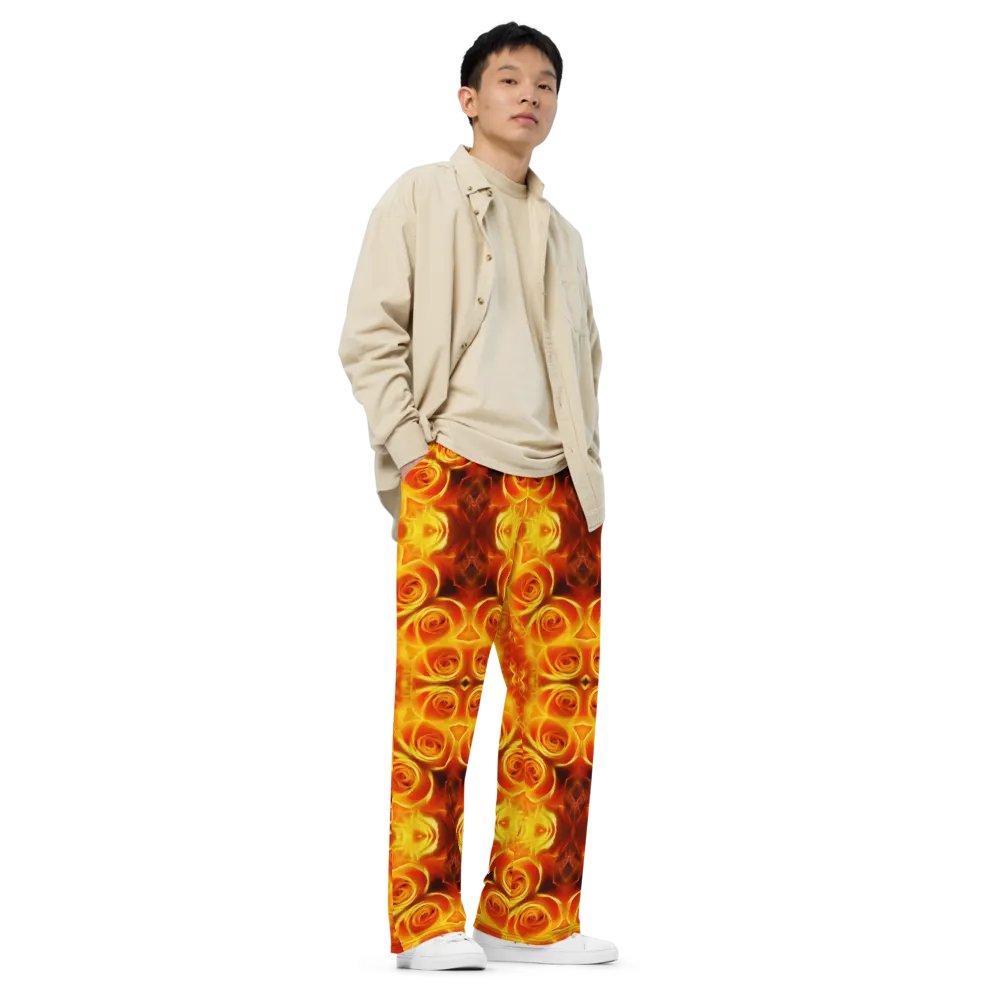 Orange Flower Petal Kaleidoscope Wideleg Pants product image (8)