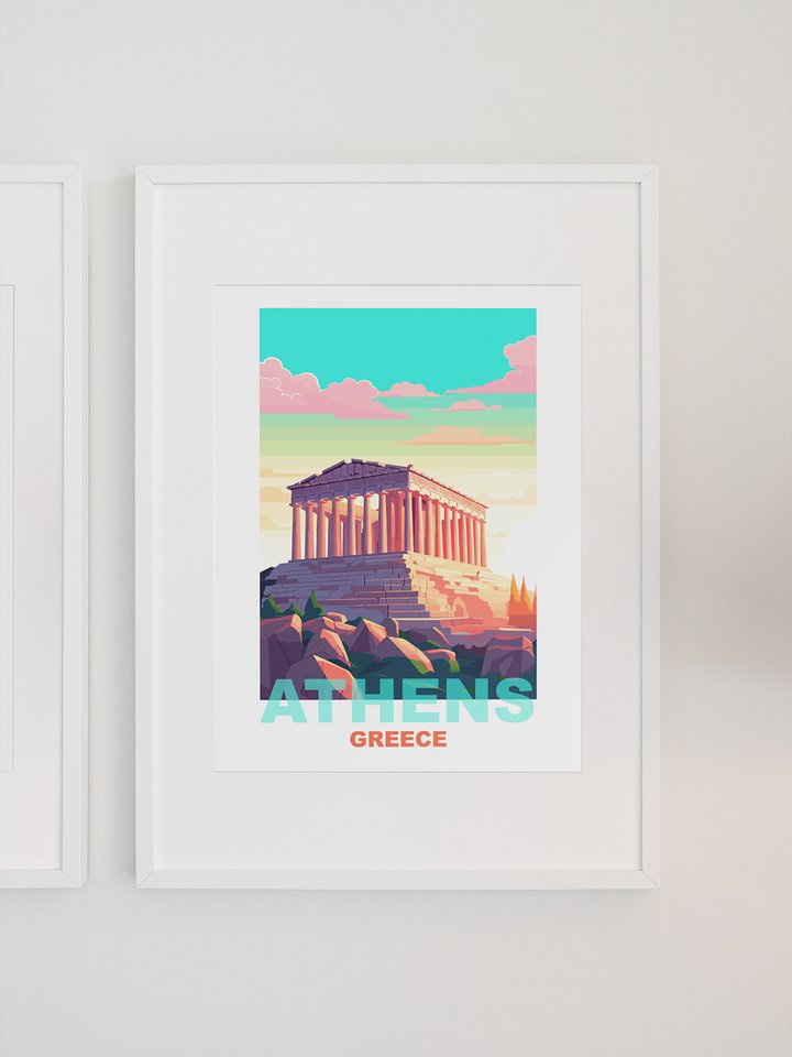 Parthenon Temple on Acropolis Hill Art, Athens Greece Vibrant Sunset Poster, Historic Greek Landmark, Travel Inspired Wall Art Decor product image (1)