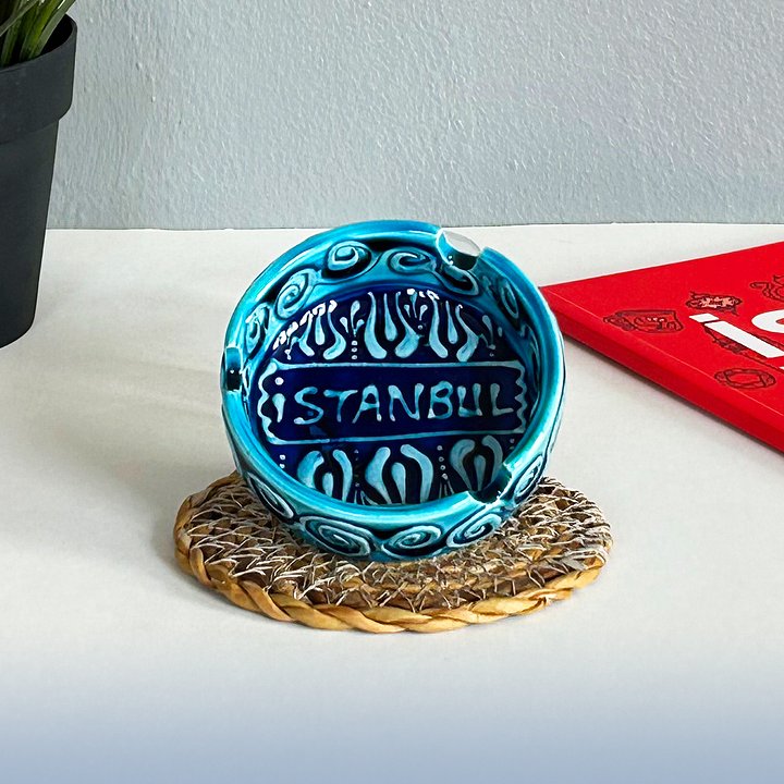 Small ceramic turquoise ashtray (small, 8 cm) — handmade pottery, handmade ceramic, home decor, handmade gift, Turkish ceramic product image (1)