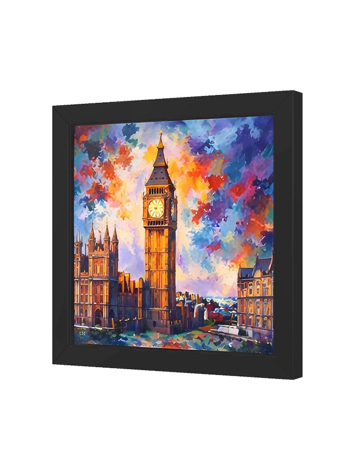 London Twilight: Abstraktes Big Ben Leinwandbild Vibrant Ayous Wood Framed Matte Poster product image (18)