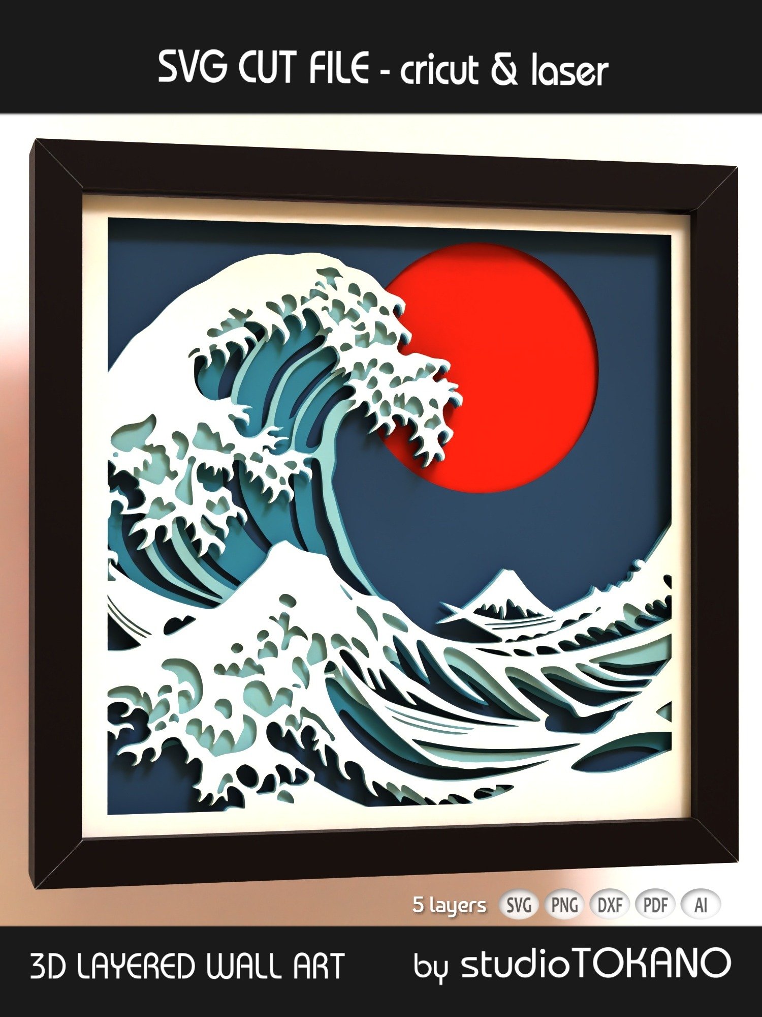 Great Wave Shadow box SVG product image (10)
