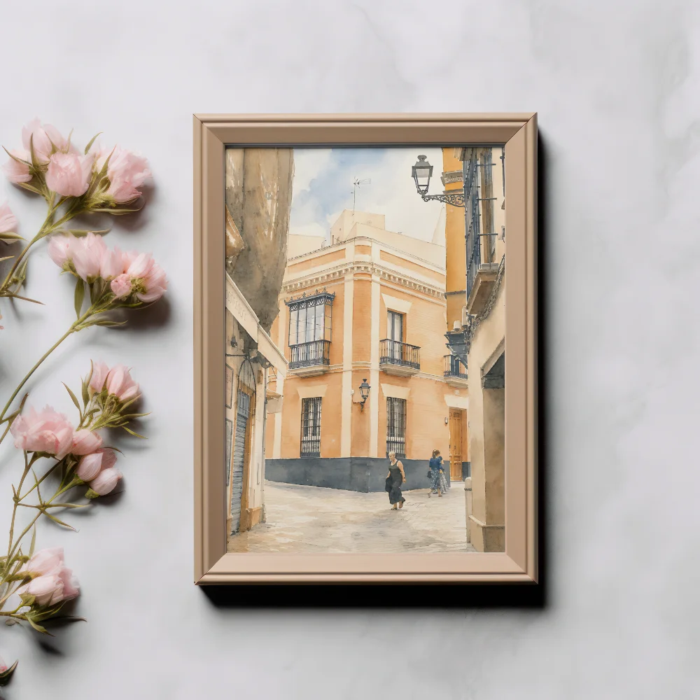 Seville Travel Wall Art Poster, Warm Neutral Cityscape Home Decor product image (1)