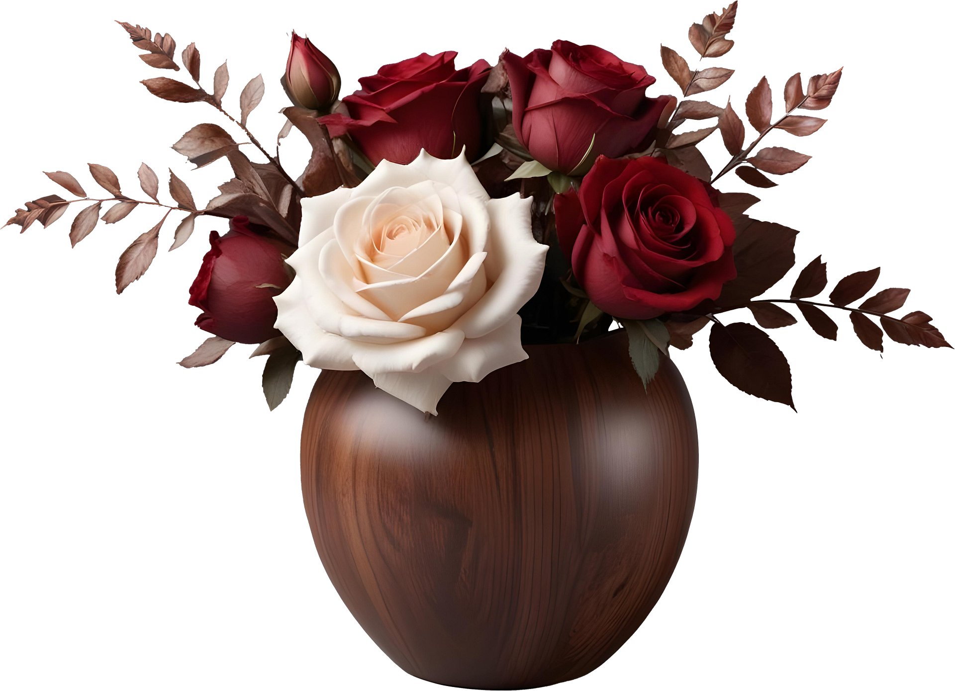 Autumn Romance – Mahogany Rose Vase PNG product image (1)