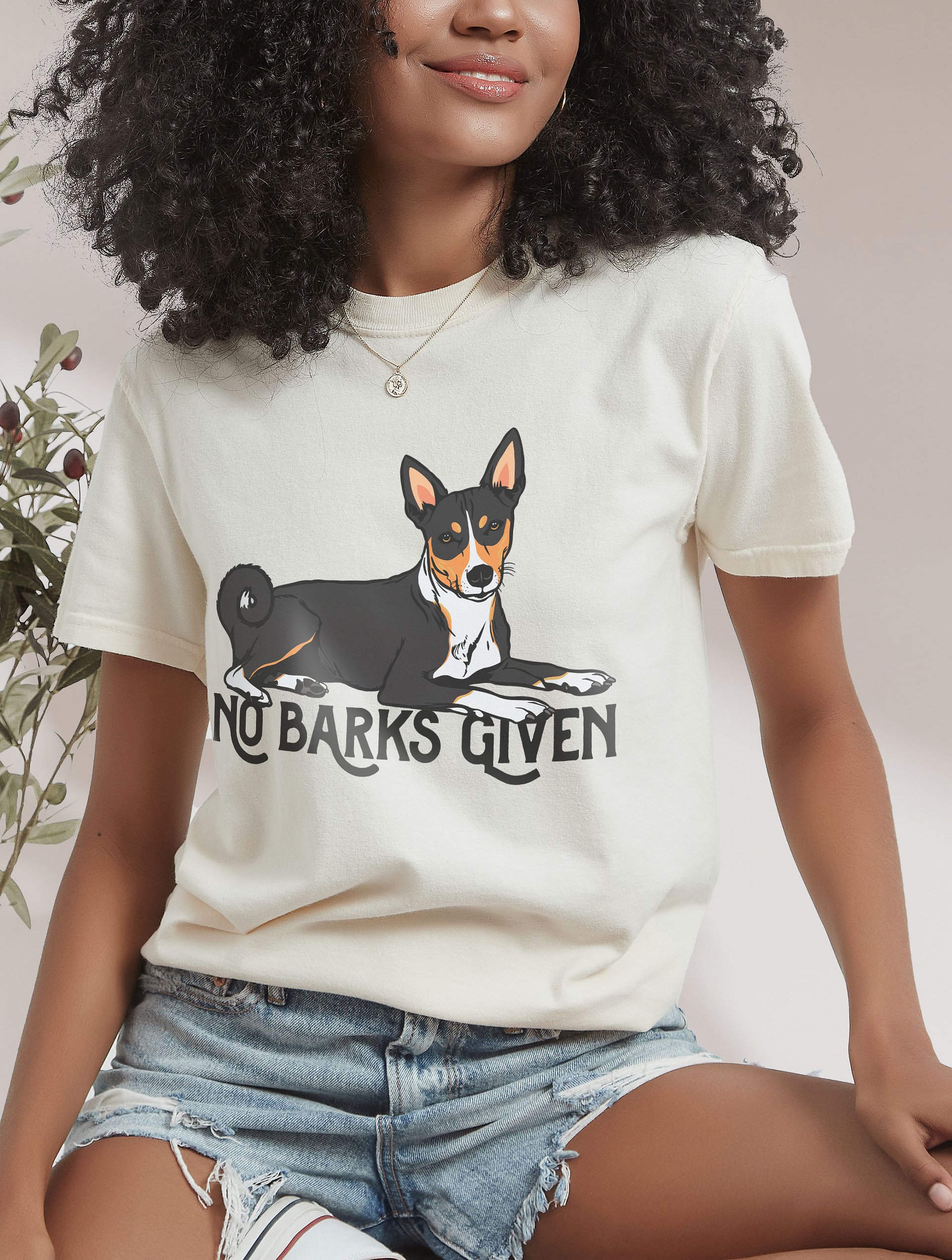 No Barks Given T-Shirt of a Basenji (Tricolor) | Funny T-Shirt for Basenji Dog Paw-rents product image (2)