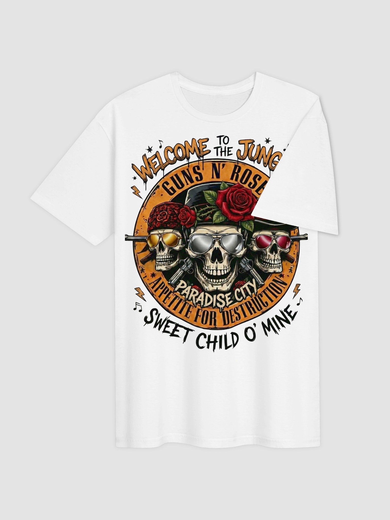 Guns N Roses T-Shirt Welcome To The Jungle | Skull Rose Appetite For Destruction Graphic Tee | Vintage 80s Hard Rock product image (4)