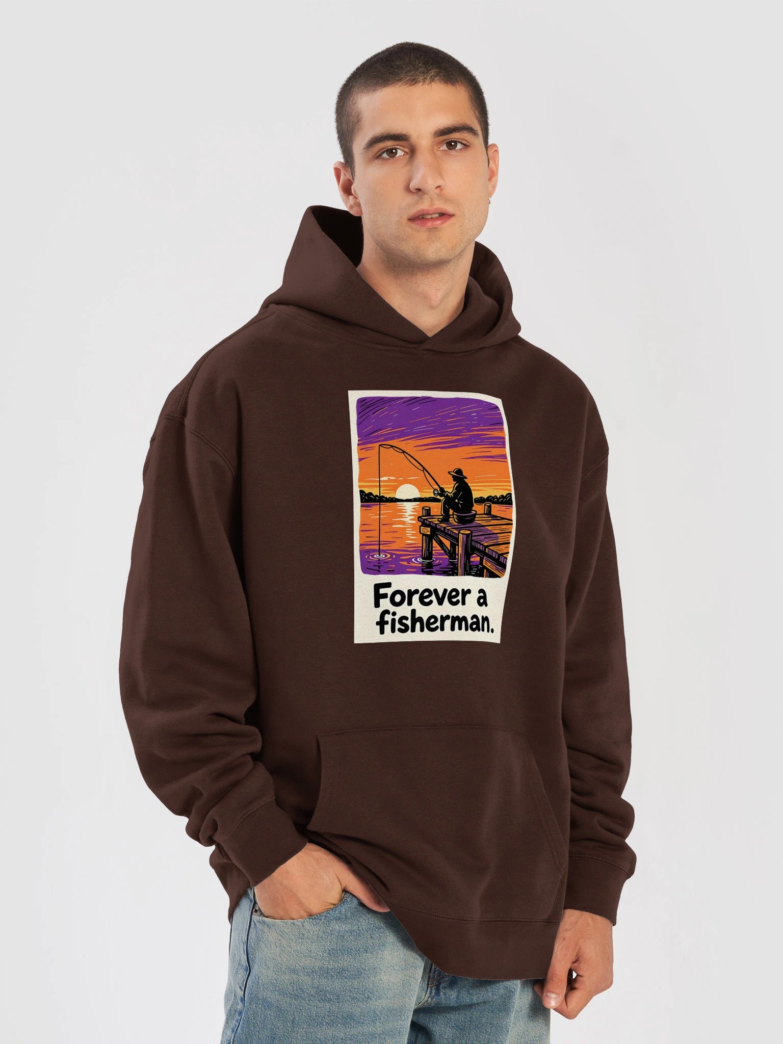 Premium Relaxed Hoodie (Unisex) - "Forever a fisherman" Design product image (7)